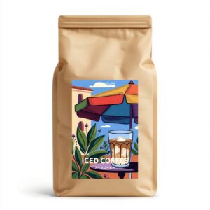 アイスコーヒー のクラフト紙袋モックアップ